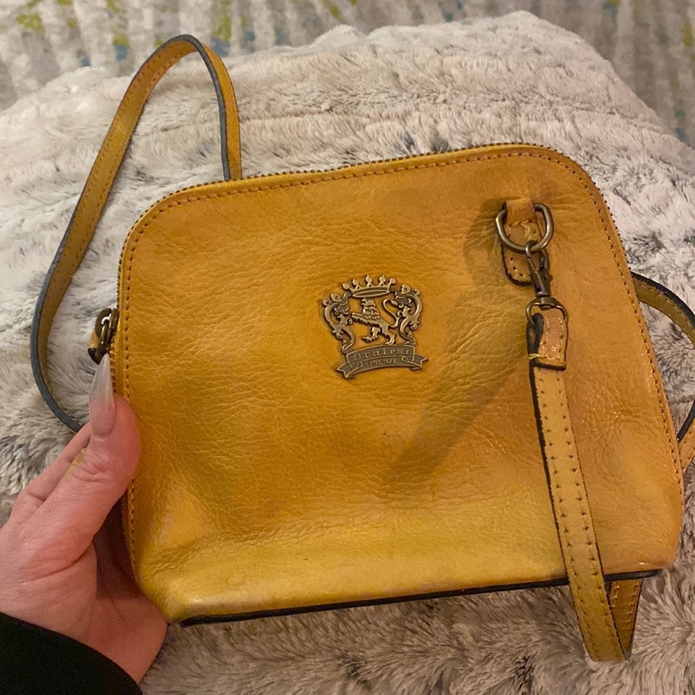 Pratesi Firenze small yellow italian leather crossbody